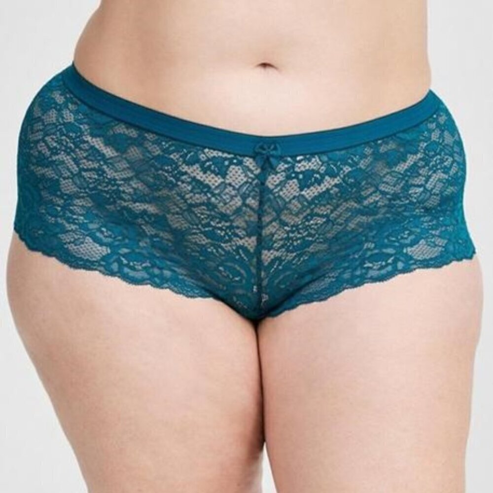 Torrid - Super Soft Lace Mid-Rise Cheeky Panty in Dark Turquoise